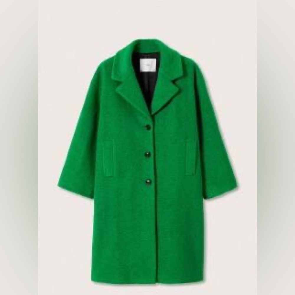 Mango Bottega green wool blend coat Hawaii size large L